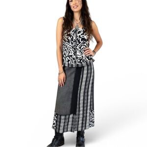 Vintage BETS by Canvasbacks Linen Mixed Pattern Vest & Skirt Set sz XS